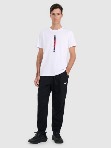 Męsksi t-shirt z nadrukiem 4F 4FRAW25TTSHM3225 - biały 