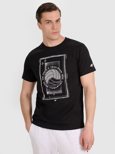 4F Męski tshirt z nadrukiem 4F 4FRAW25TTSHM3236  czarny Czarny