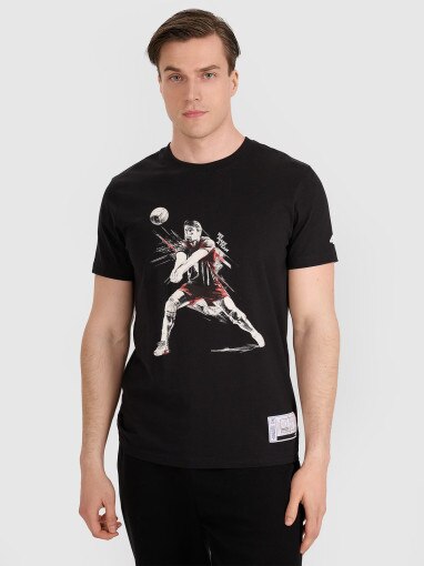 4F Męski tshirt z nadrukiem 4F 4FRAW25TTSHM3237  czarny Czarny