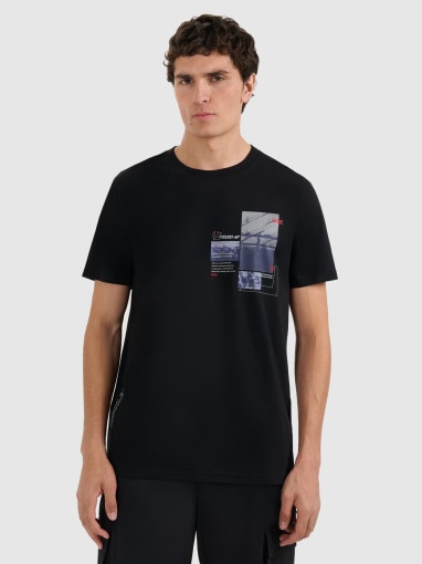 4F Męski tshirt z nadrukiem 4F 4FRAW25TTSHM3256  czarny Czarny