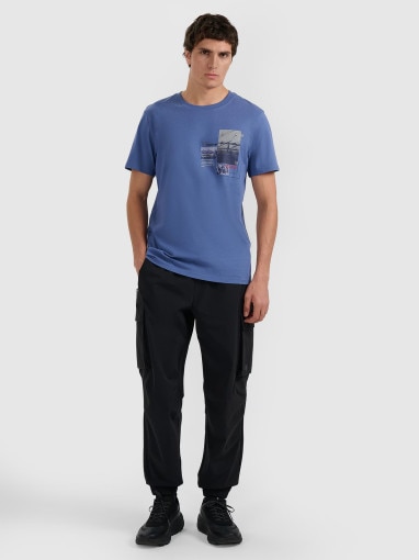 Męski t-shirt z nadrukiem 4F 4FRAW25TTSHM3256 - granatowy