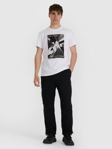 Męski t-shirt z nadrukiem 4F 4FRAW25TTSHM3258 - biały