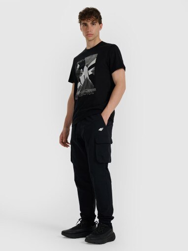 Męski t-shirt z nadrukiem 4F 4FRAW25TTSHM3258 - czarny