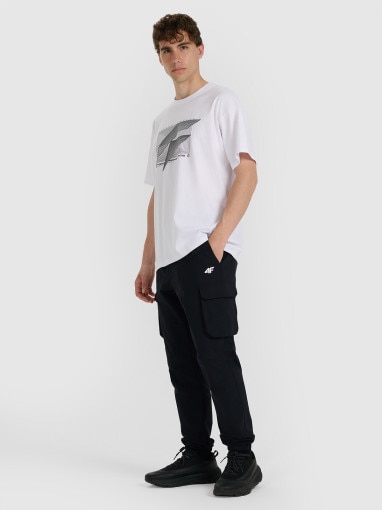Męski t-shirt z nadrukiem 4F 4FRAW25TTSHM3259 - biały 