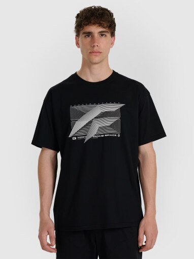 4F Męski tshirt z nadrukiem 4F 4FRAW25TTSHM3259  czarny Czarny