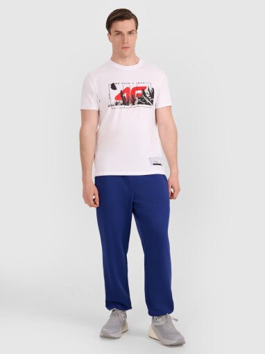 Męski t-shirt z nadrukiem 4F 4FRAW25TTSHM3298 - biały