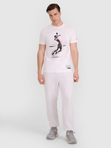 Męski t-shirt z nadrukiem 4F 4FRAW25TTSHM3318 - biały