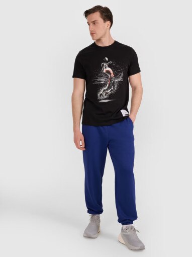 Męski t-shirt z nadrukiem 4F 4FRAW25TTSHM3318 - czarny