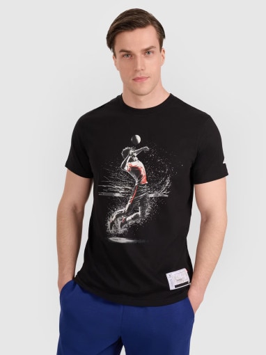 4F Męski tshirt z nadrukiem 4F 4FRAW25TTSHM3318  czarny Czarny