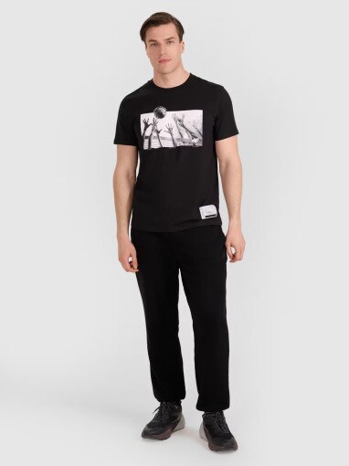 Męski t-shirt z nadrukiem 4F 4FRAW25TTSHM3319 - czarny