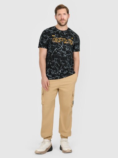 Męski t-shirt z nadrukiem 4F 4FRAW25TTSHM3379 - czarny