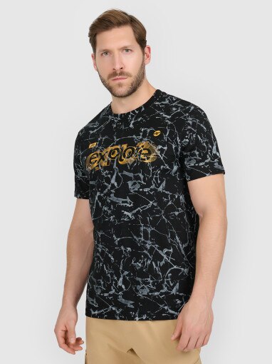  4F Męski tshirt z nadrukiem 4F 4FRAW25TTSHM3379  czarny Czarny