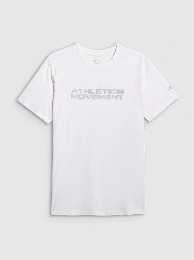  4F Męski tshirt z nadrukiem 4F 4FRAW25TTSHM3384  biały Biały