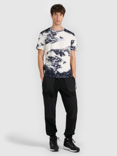 Męski t-shirt z nadrukiem 4F 4FRAW25TTSHM3417 - czarny