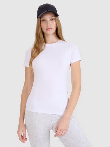 4F Damski tshirt bez nadruku (2pack) 4F 4FRMM00TTSHF2709  biały Biały