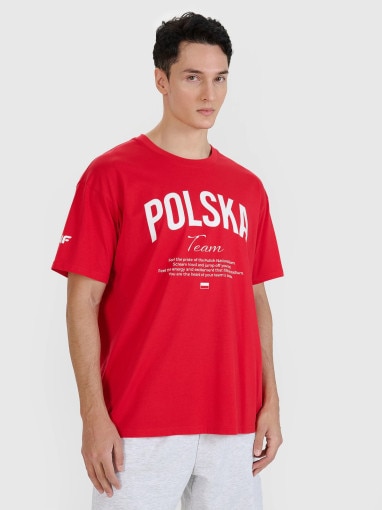 4F Koszulka kibicowska uniseks 4F 4FRMM00TTSHU2949  czerwona Czerwony