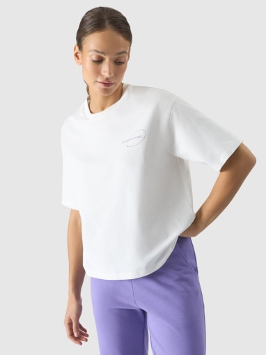 4F Damski tshirt z nadrukiem 4F 4FRSS24TTSHF2089  biały Biały