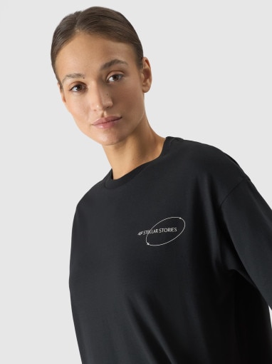 Damski t-shirt z nadrukiem 4F 4FRSS24TTSHF2089 - czarny