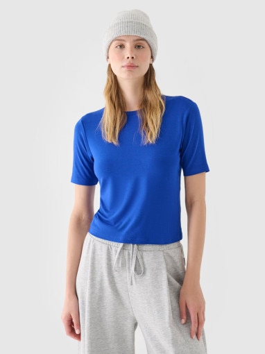 4F Damski tshirt bez nadruku 4F 4FRSS24TTSHF2558  niebieski Niebieski