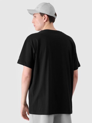 Męski t-shirt oversize z nadrukiem 4F 4FRSS24TTSHM2132 - czarny