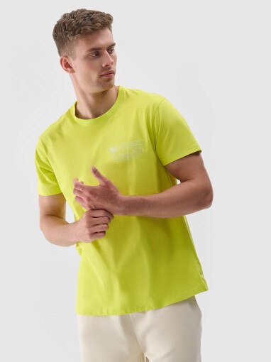 4F Męski tshirt z nadrukiem 4F 4FRSS24TTSHM2472  zielony Zielony