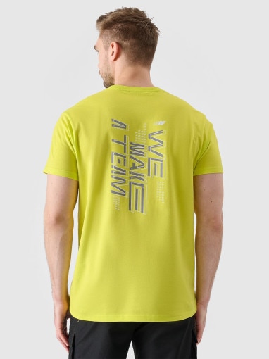 Męski t-shirt z nadrukiem 4F 4FRSS24TTSHM2473 - żółty