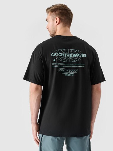 Męski t-shirt z nadrukiem 4F 4FRSS24TTSHM2535 - czarny