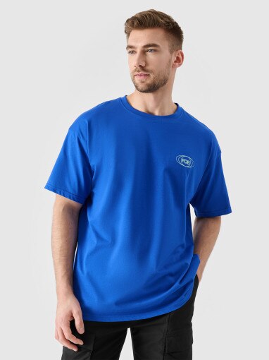 4F Męski tshirt z nadrukiem 4F 4FRSS24TTSHM2535  niebieski Niebieski