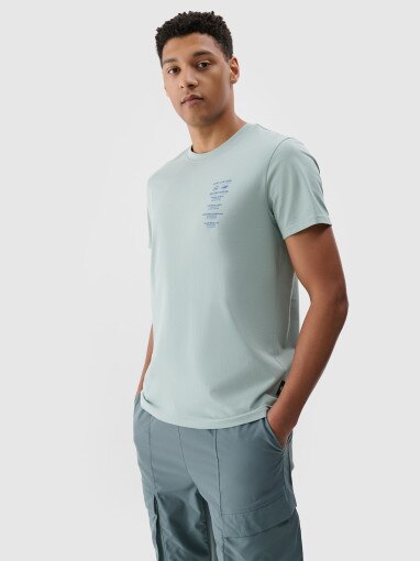 4F Męski tshirt z nadrukiem 4F 4FRSS24TTSHM2536  zielona Zielony