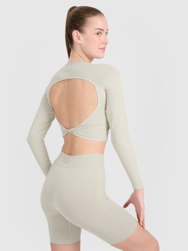 Damski longsleeve treningowy 4F 4FRSS25TFLOF486 - zielony