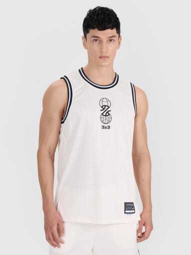 4F Męski top do koszykówki oversize 4F 4FRSS25TFSLM714  biały Biały