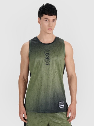 4F Męski top do koszykówki oversize 4F 4FRSS25TFSLM715  zielony Zielony