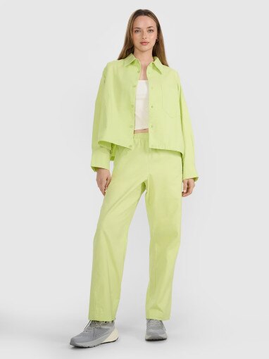 4F Damskie spodnie casual 4F 4FRSS25TTROF1448  żółty żółty