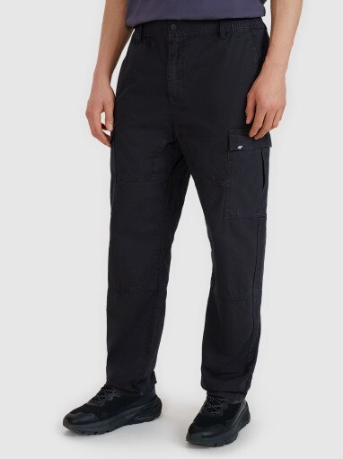 Męskie spodnie casual cargo 4F 4FRSS25TTROM1459 - czarne