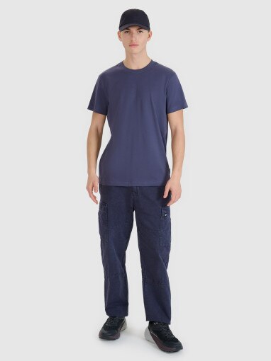 4F Męskie spodnie casual cargo 4F 4FRSS25TTROM1459  granatowe Granatowy