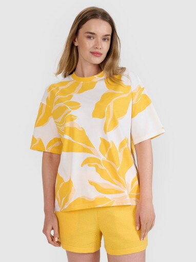 4F Damski tshirt oversize z nadrukiem 4F 4FRSS25TTSHF2692  multikolor Multikolor