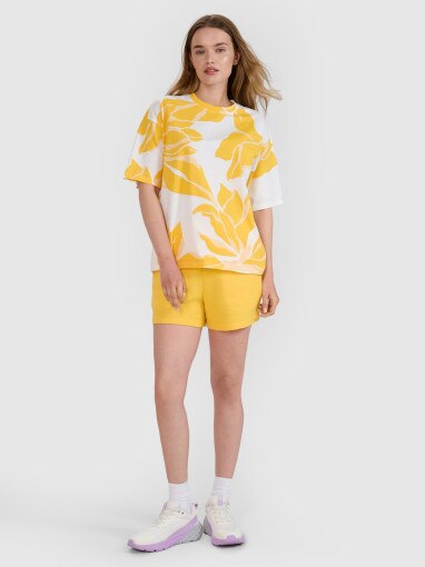 Damski t-shirt oversize z nadrukiem 4F 4FRSS25TTSHF2692 - multikolor