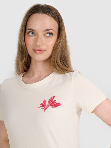 Damski t-shirt z nadrukiem 4F 4FRSS25TTSHF2693 - biały