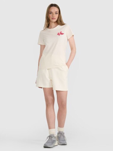 4F Damski tshirt z nadrukiem 4F 4FRSS25TTSHF2693  biały Biały