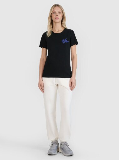 Damski t-shirt z nadrukiem 4F 4FRSS25TTSHF2693 - czarny