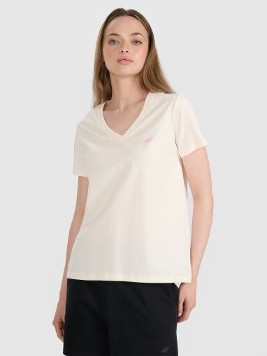 4F Damski tshirt oversize 4F 4FRSS25TTSHF2778  biały Biały