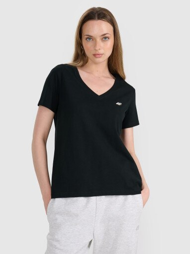 4F Damski tshirt oversize 4F 4FRSS25TTSHF2778  czarny Czarny