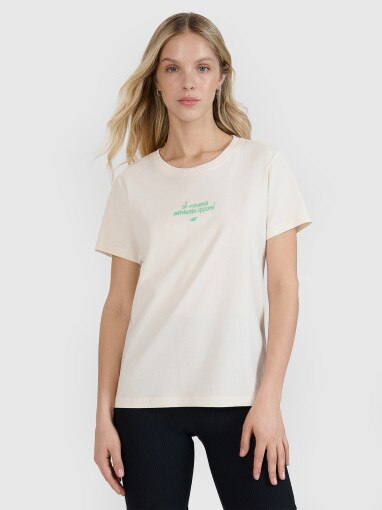4F Damski tshirt z nadrukiem 4F 4FRSS25TTSHF2786  biały Biały