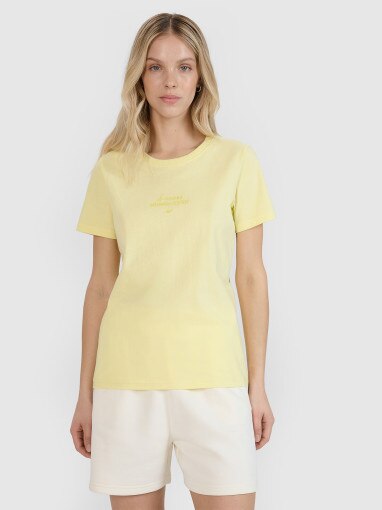 4F Damski tshirt z nadrukiem 4F 4FRSS25TTSHF2786  żółty żółty