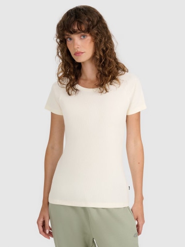 4F Damski tshirt bez nadruku 4F 4FRSS25TTSHF2790  biały Biały