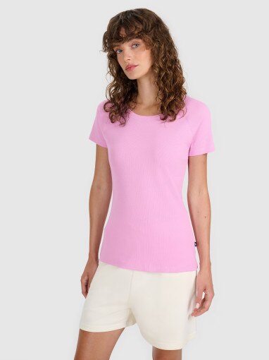 4F Damski tshirt bez nadruku 4F 4FRSS25TTSHF2790  różowy Różowy