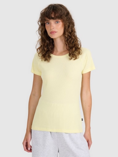 4F Damski tshirt bez nadruku 4F 4FRSS25TTSHF2790  żółty żółty