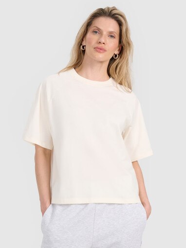 4F Damski tshirt oversize 4F 4FRSS25TTSHF2792  biały  Biały