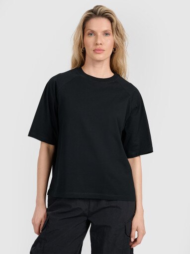 4F Damski tshirt oversize 4F 4FRSS25TTSHF2792  czarny Czarny