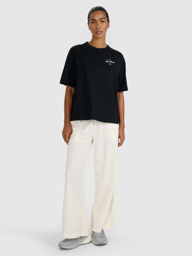 Damski t-shirt oversize z nadrukiem 4F 4FRSS25TTSHF2977 - czarny